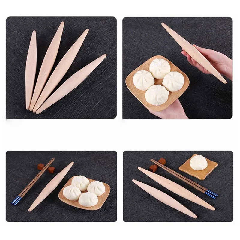 WALFOS 23 cm /28 cm Rolling Pin Wood Fondant Cake Dough Roller Non-Stick Cooking Tool Gadgets Pasta Dumpling Skin Maker Double - Walfos® Kitchenware
