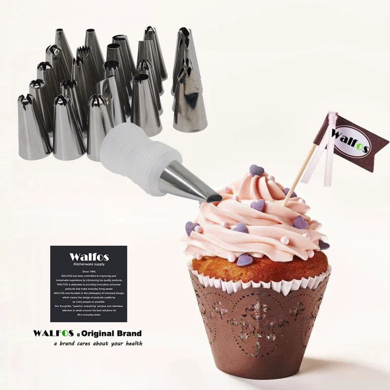 WALFOS 25Pcs/Set Large Stainless Steel Icing Piping Nozzles Pastry Tips Set Kitchen Accessories Cake Decorating Tongs - Walfos® Kitchenware