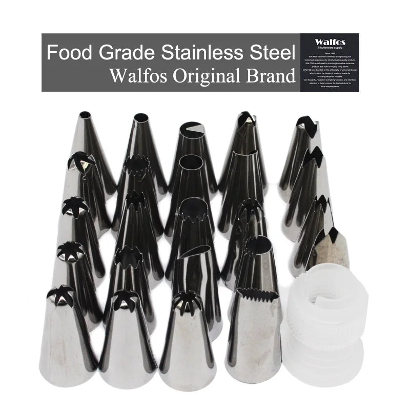 WALFOS 25Pcs/Set Large Stainless Steel Icing Piping Nozzles Pastry Tips Set Kitchen Accessories Cake Decorating Tongs - Walfos® Kitchenware