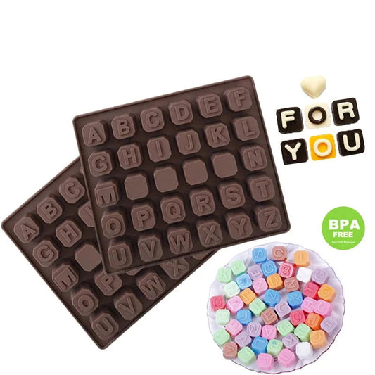 WALFOS 26 English Letters 4 Whiteboard Chocolate Silicone Mold Candy Ice Cube Mold Pastry Soap Mold Fondant Cake DIY Baking Tool - Walfos® Kitchenware