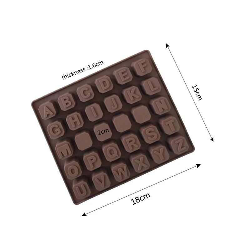 WALFOS 26 English Letters 4 Whiteboard Chocolate Silicone Mold Candy Ice Cube Mold Pastry Soap Mold Fondant Cake DIY Baking Tool - Walfos® Kitchenware