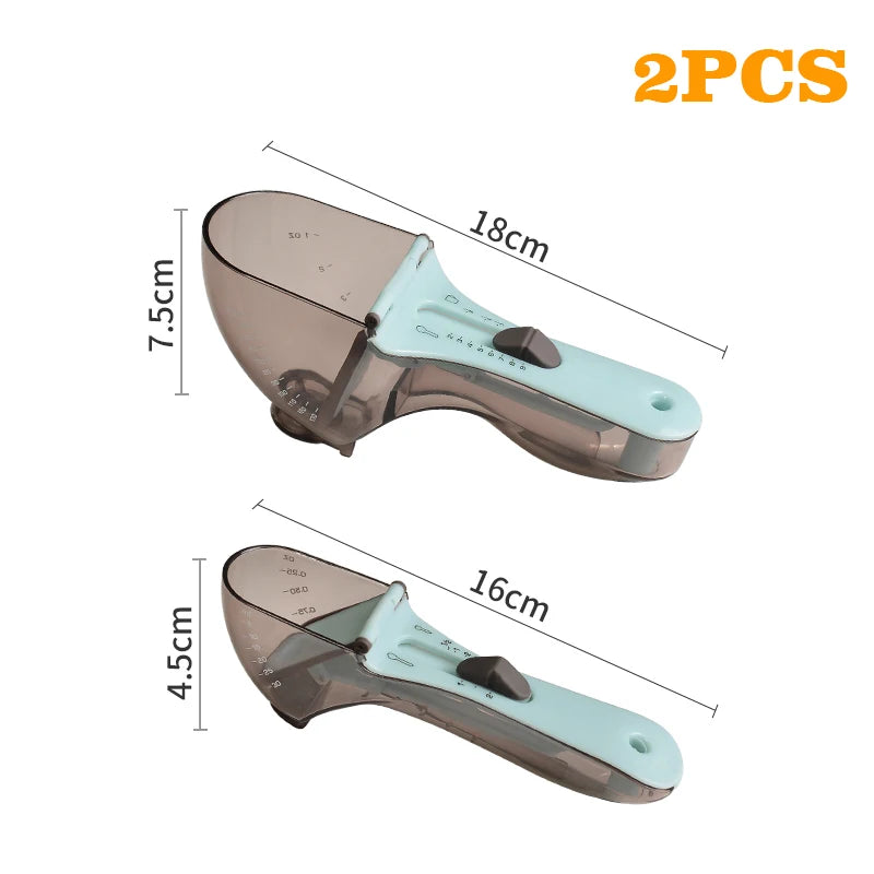 WALFOS 2PCS Adjustable Measuring Spoon Set Kitchen Tools Plastic Milk Powder Graduated Spoon Baking Tools Accurate Device - Walfos® Kitchenware