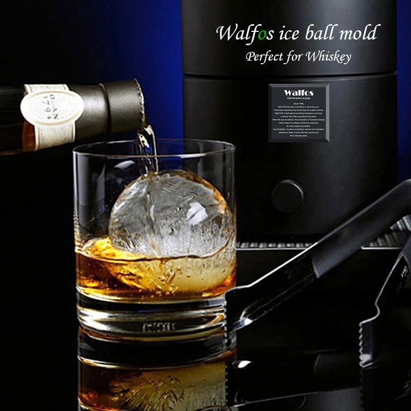 WALFOS 2Pcs Food Grade Large Whisky Ice Ball 6cm Round Whisky Silicone Ice Ball Mold Big Sphere Ice Mould Whiskey Ice Ball Maker - Walfos® Kitchenware