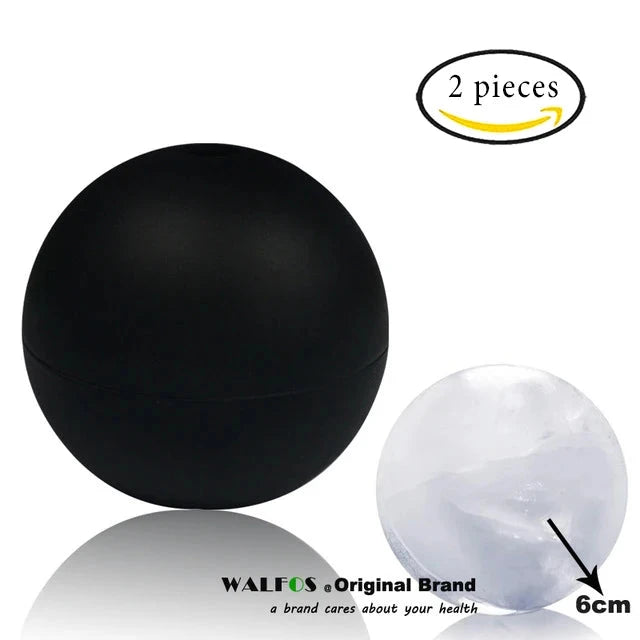 WALFOS 2Pcs Food Grade Large Whisky Ice Ball 6cm Round Whisky Silicone Ice Ball Mold Big Sphere Ice Mould Whiskey Ice Ball Maker - Walfos® Kitchenware