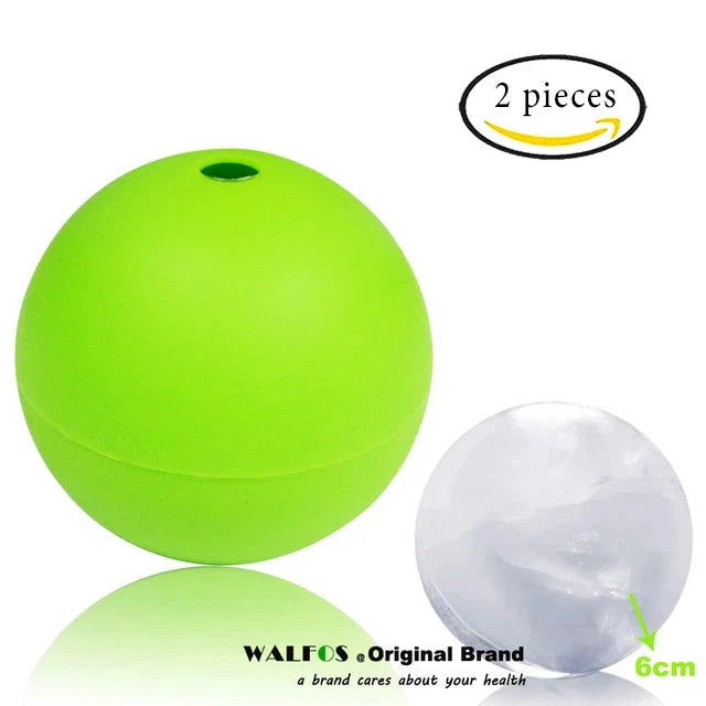 WALFOS 2Pcs Food Grade Large Whisky Ice Ball 6cm Round Whisky Silicone Ice Ball Mold Big Sphere Ice Mould Whiskey Ice Ball Maker - Walfos® Kitchenware