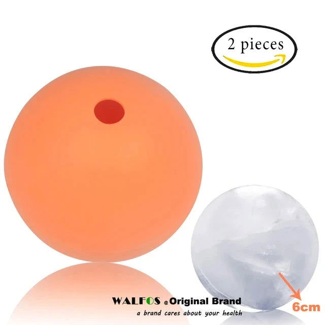 WALFOS 2Pcs Food Grade Large Whisky Ice Ball 6cm Round Whisky Silicone Ice Ball Mold Big Sphere Ice Mould Whiskey Ice Ball Maker - Walfos® Kitchenware
