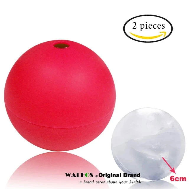 WALFOS 2Pcs Food Grade Large Whisky Ice Ball 6cm Round Whisky Silicone Ice Ball Mold Big Sphere Ice Mould Whiskey Ice Ball Maker - Walfos® Kitchenware