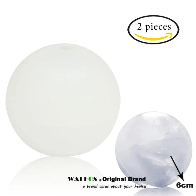 WALFOS 2Pcs Food Grade Large Whisky Ice Ball 6cm Round Whisky Silicone Ice Ball Mold Big Sphere Ice Mould Whiskey Ice Ball Maker - Walfos® Kitchenware