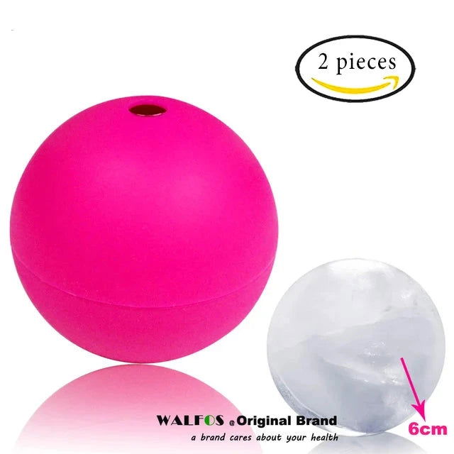 WALFOS 2Pcs Food Grade Large Whisky Ice Ball 6cm Round Whisky Silicone Ice Ball Mold Big Sphere Ice Mould Whiskey Ice Ball Maker - Walfos® Kitchenware
