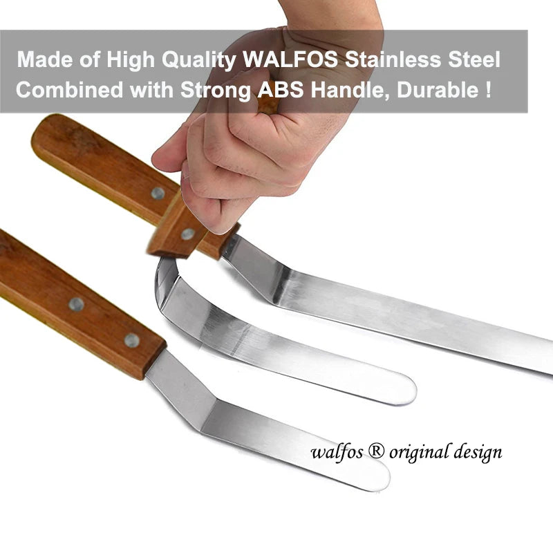WALFOS 2 Pcs/Set Stainless Steel Butter Cake Cream Knife Spatula Smoother Icing Frosting Fondant Pastry Cake Decorating Tools - Walfos® Kitchenware