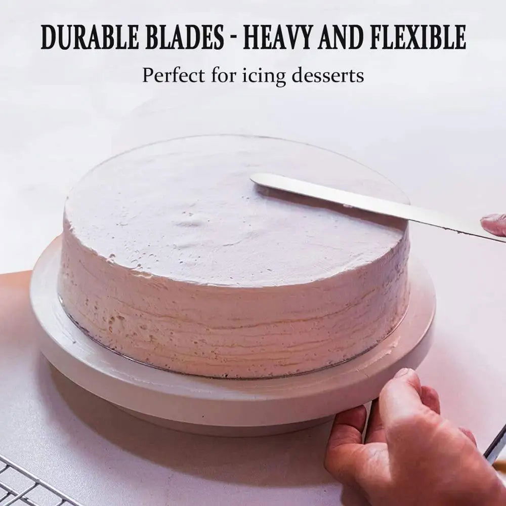 WALFOS 2 Pcs/Set Stainless Steel Butter Cake Cream Knife Spatula Smoother Icing Frosting Fondant Pastry Cake Decorating Tools - Walfos® Kitchenware