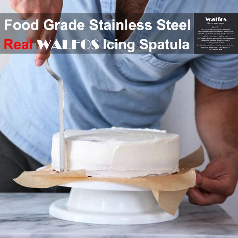 WALFOS 2 Pcs/Set Stainless Steel Butter Cake Cream Knife Spatula Smoother Icing Frosting Fondant Pastry Cake Decorating Tools - Walfos® Kitchenware