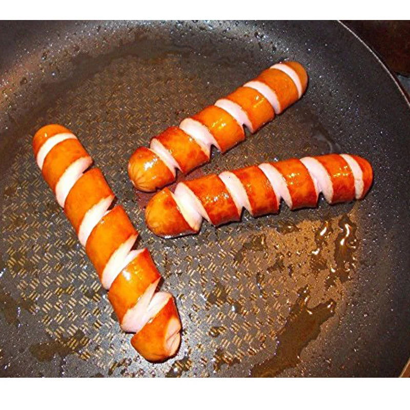 WALFOS 2 Pieces Sausage Cutter Set Food -Grade Plastic Manual Fancy Sausage Cutter Spiral Barbecue Hot Dogs Slicer BBQ Tools - Walfos® Kitchenware