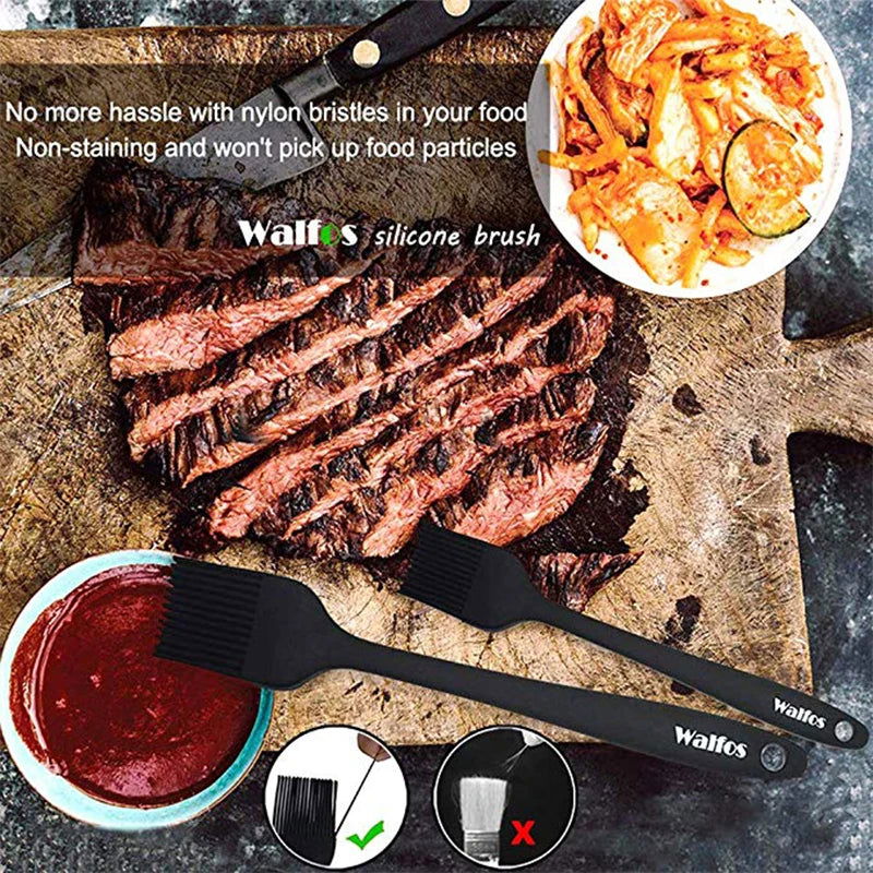 WALFOS 2pcs/3pcs/set food grade silicone oil brush food clip for barbecue grill barbecue cooking pastry brush baking tools - Walfos® Kitchenware