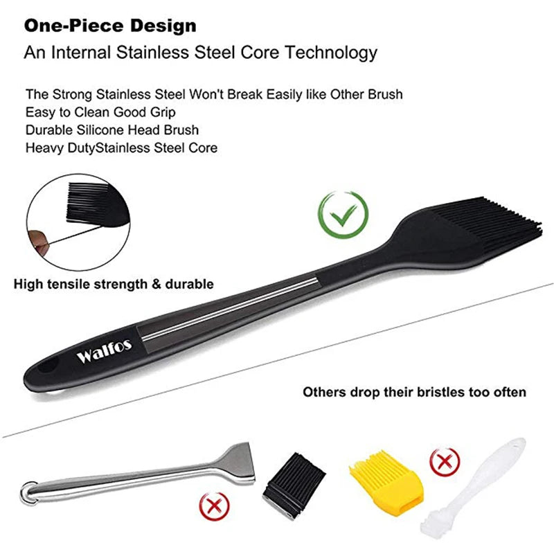 WALFOS 2pcs/3pcs/set food grade silicone oil brush food clip for barbecue grill barbecue cooking pastry brush baking tools - Walfos® Kitchenware