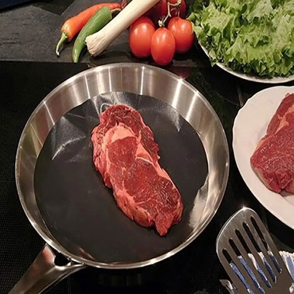 WALFOS 2pcs Reuseable Non-stick Mat Pan Fry Liner Sheet Cooking Wok Sheet Pad Kitchen BBQ Baking Mats Cooking Tool Round - Walfos® Kitchenware
