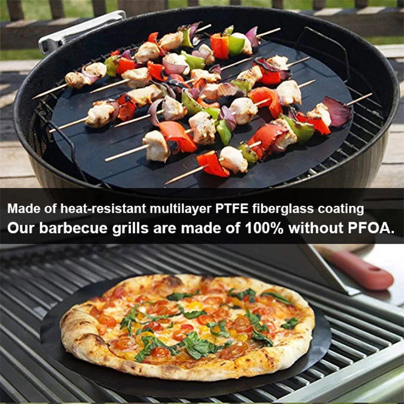 WALFOS 2pcs Reuseable Non-stick Mat Pan Fry Liner Sheet Cooking Wok Sheet Pad Kitchen BBQ Baking Mats Cooking Tool Round - Walfos® Kitchenware