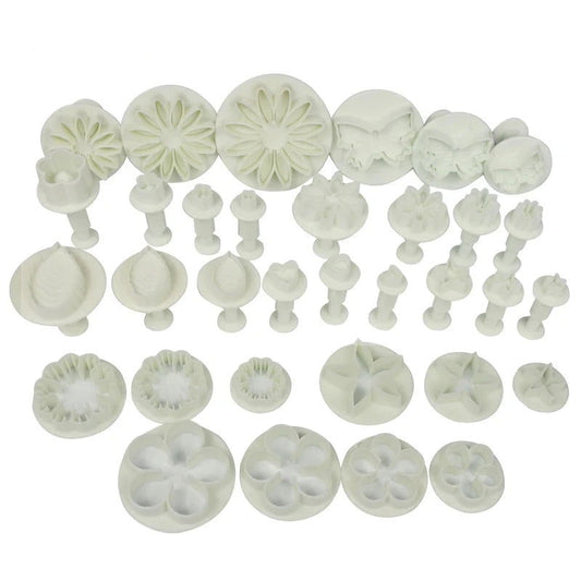 WALFOS 33 Pieces Plunger Fondant Cutter Cake Tools Cookie Biscuit Cake Mold Mould Craft DIY 3D Sugarcraft Cake Decorating Tools - Walfos® Kitchenware