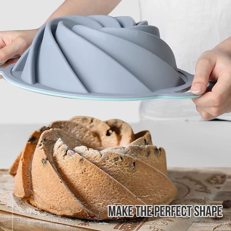 WALFOS 3D Large Spiral Shape Silicone Cake Pan moule silicone pâtisserie Bakeware Mold baking Tools Cyclone Shape Cake Mould - Walfos® Kitchenware