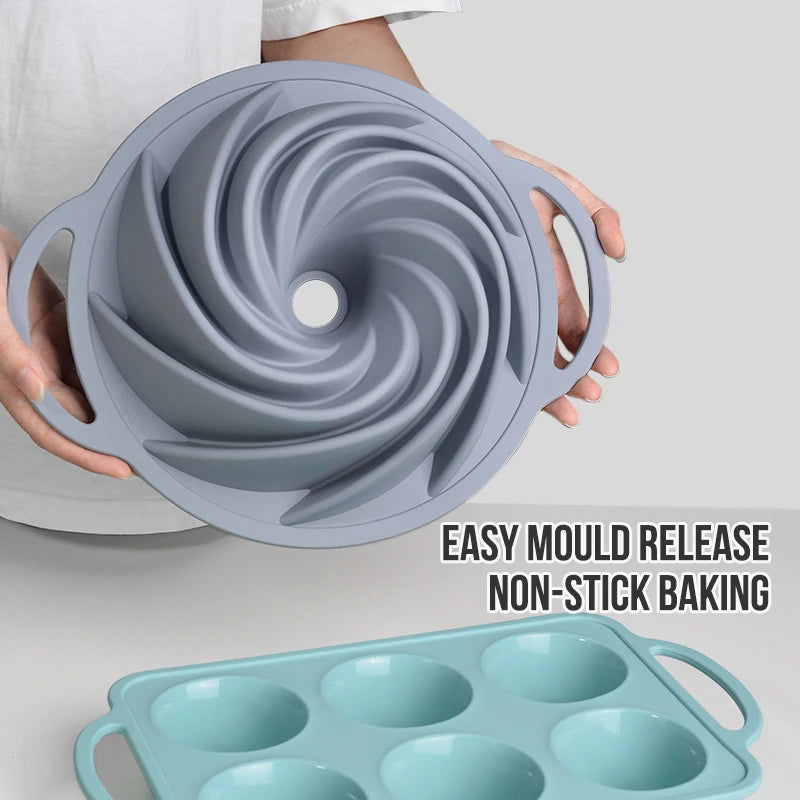 WALFOS 3D Large Spiral Shape Silicone Cake Pan moule silicone pâtisserie Bakeware Mold baking Tools Cyclone Shape Cake Mould - Walfos® Kitchenware