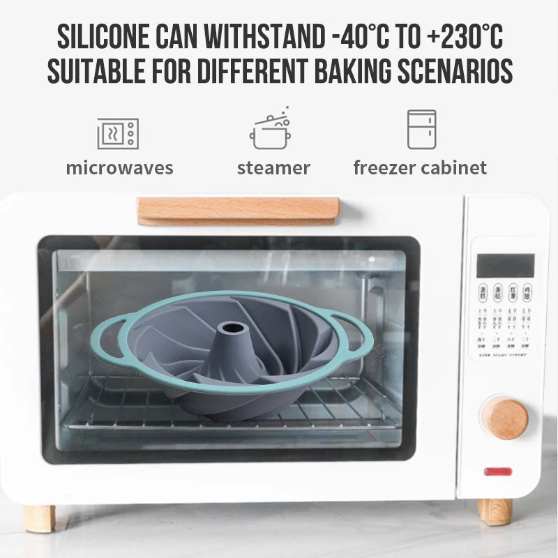 WALFOS 3D Large Spiral Shape Silicone Cake Pan moule silicone pâtisserie Bakeware Mold baking Tools Cyclone Shape Cake Mould - Walfos® Kitchenware