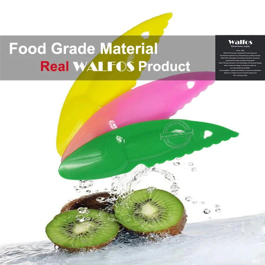 WALFOS 3 Piece 2 in 1 Kiwi Spoon Plastic Candy Color Kiwi Dig Spoon Scoop Fruit Knife Slicer Peeler Cutter With Hole - Walfos® Kitchenware