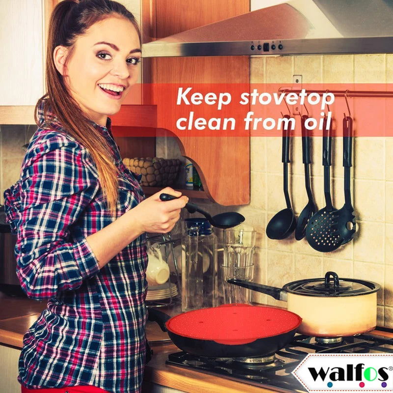 WALFOS 3 in 1 Splatter Screen Splatter Guard Kitchen Strainer Trivet Pot Lid Pan Cover Silicone Lid Spill Stopper Wash Strainer - Walfos® Kitchenware