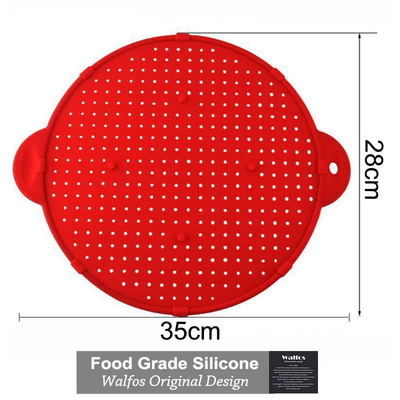 WALFOS 3 in 1 Splatter Screen Splatter Guard Kitchen Strainer Trivet Pot Lid Pan Cover Silicone Lid Spill Stopper Wash Strainer - Walfos® Kitchenware
