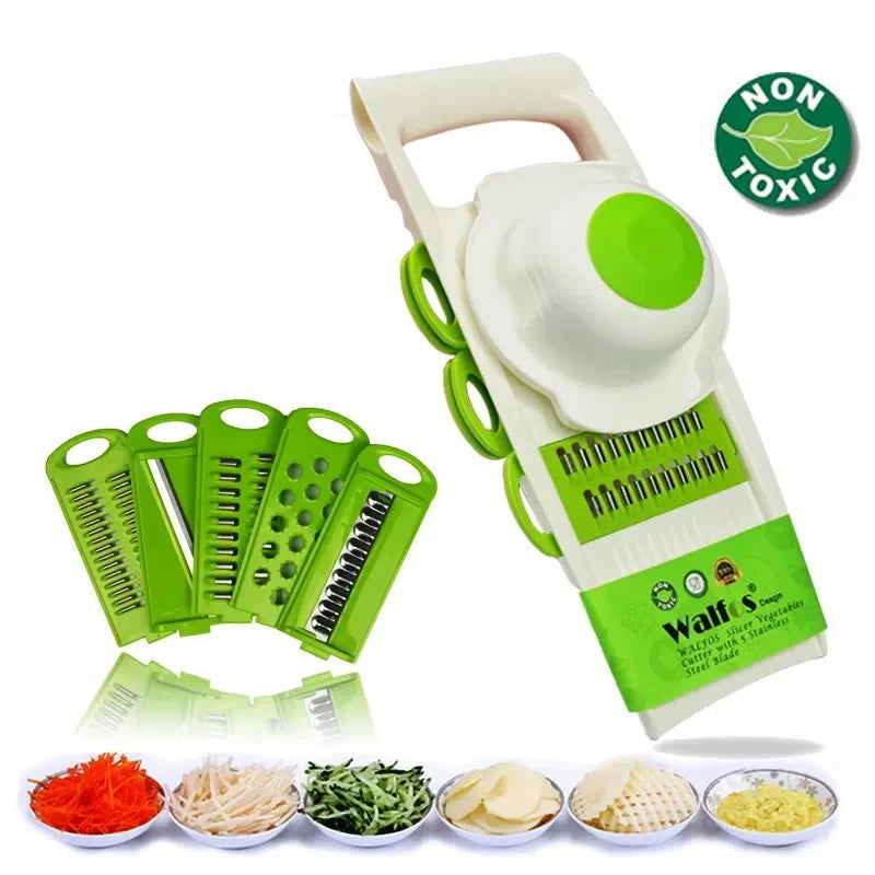 WALFOS 3 in 1 Vegetable Slicer Manual Kitchen Accessories Grater Vegetable Cutter Round Chopper Mandolin Shredder Potato Gadgets - Walfos® Kitchenware
