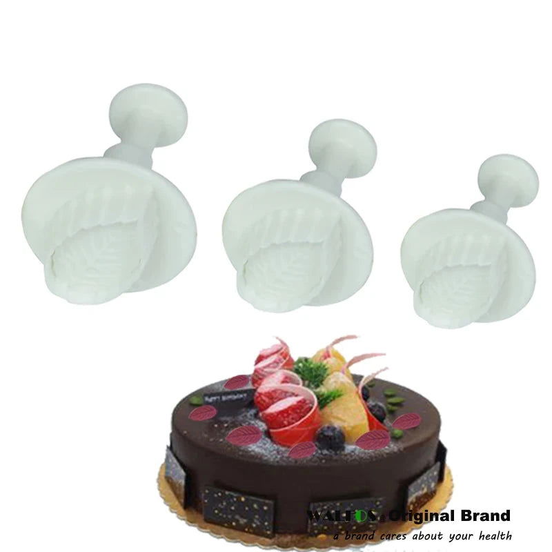 WALFOS 3pcs Fondant Rose Leaves Mold Cake Cutter Cookies Sugarcraft Decorating Tool Cake Baking DIY Tools Cake Cutters 01067 - Walfos® Kitchenware