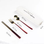 WALFOS 3pcs Set Portable Cutlery Set Tableware Set Camping Dinnerware Set Stainless Steel Knife Fork Spoon Kit Flatware With Box - Walfos® Kitchenware