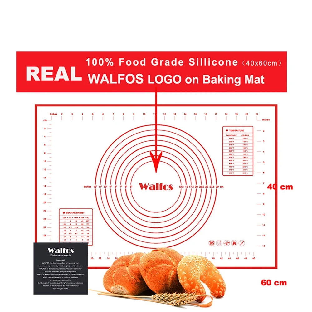 WALFOS 40X60CM Non-Stick Silicone Baking Mat Pad Sheet Baking Pastry Tools Rolling Dough Mat Large Size for Cake Cookie Macaron - Walfos® Kitchenware