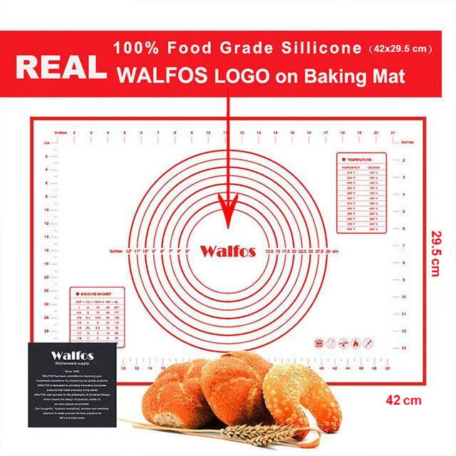 WALFOS 40X60CM Non-Stick Silicone Baking Mat Pad Sheet Baking Pastry Tools Rolling Dough Mat Large Size for Cake Cookie Macaron - Walfos® Kitchenware