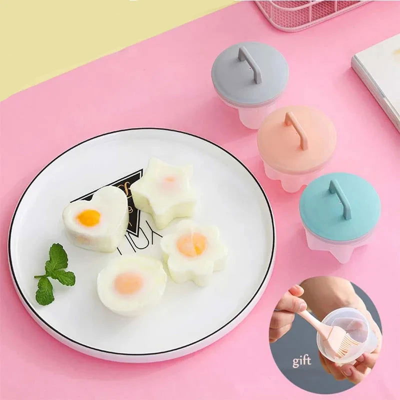 WALFOS 4 Pcs/Set Cute Egg Cooker Tools With Brush Plastic Egg Boiler Poacher For Kid Baking Egg Mold Maker Kitchen Accessories - Walfos® Kitchenware