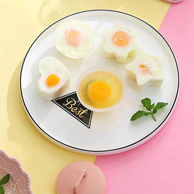 WALFOS 4 Pcs/Set Cute Egg Cooker Tools With Brush Plastic Egg Boiler Poacher For Kid Baking Egg Mold Maker Kitchen Accessories - Walfos® Kitchenware
