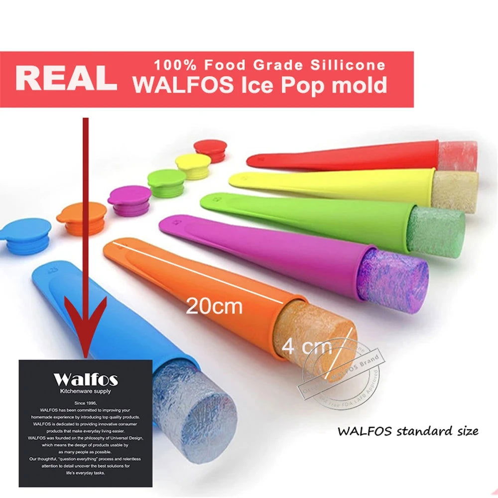 WALFOS 4 Pieces Food Grade Silicone Ice Pop Mold Popsicle Maker Frozen Tray DIY Ice Cream Tools Jelly Lolly Mould For Popsicles - Walfos® Kitchenware