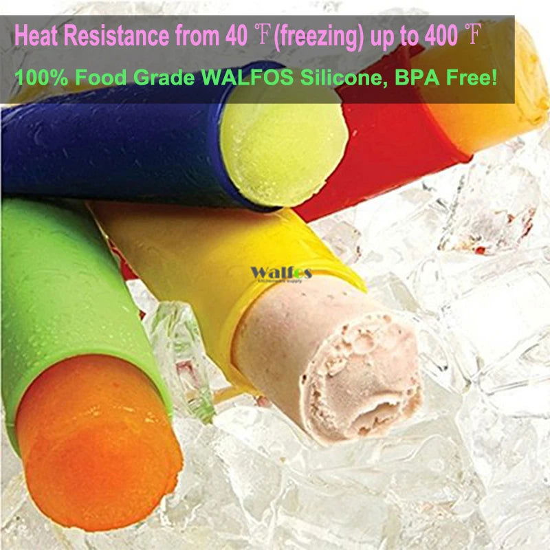 WALFOS 4 Pieces Food Grade Silicone Ice Pop Mold Popsicle Maker Frozen Tray DIY Ice Cream Tools Jelly Lolly Mould For Popsicles - Walfos® Kitchenware