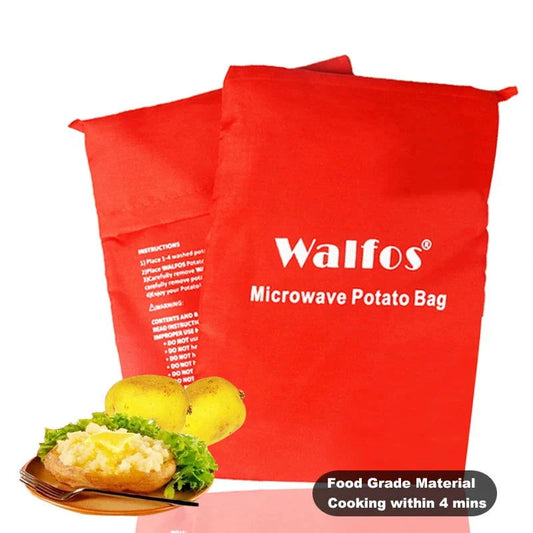 WALFOS 5/10PCS Washable Microwave Potato Bag For Oven Quick Fast Steam Pocket In 4 Minutes Easy Cooking - Walfos® Kitchenware