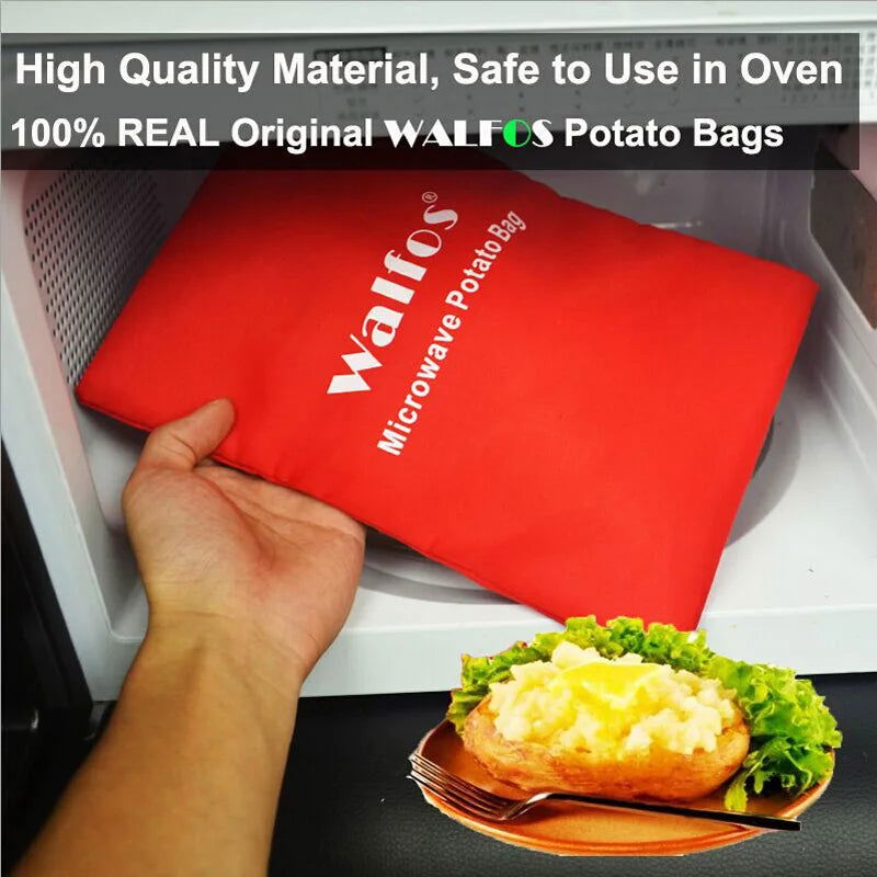 WALFOS 5/10PCS Washable Microwave Potato Bag For Oven Quick Fast Steam Pocket In 4 Minutes Easy Cooking - Walfos® Kitchenware