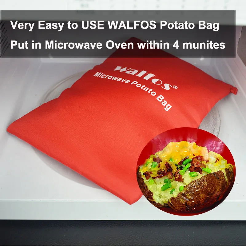 WALFOS 5/10PCS Washable Microwave Potato Bag For Oven Quick Fast Steam Pocket In 4 Minutes Easy Cooking - Walfos® Kitchenware