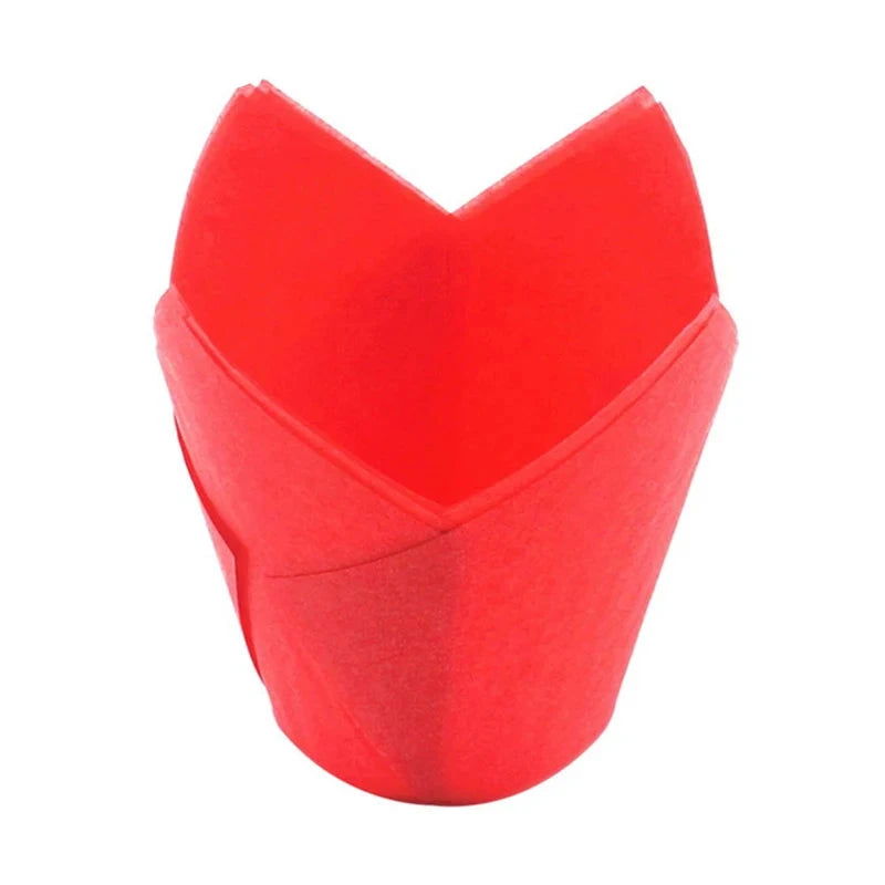 WALFOS 50Pcs/Pack Paper Cupcake Liner Mold Tulip Flower Chocolate Cupcake Wrapper Baking Muffin Liner Holder Wedding Party - Walfos® Kitchenware