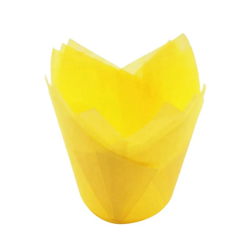WALFOS 50Pcs/Pack Paper Cupcake Liner Mold Tulip Flower Chocolate Cupcake Wrapper Baking Muffin Liner Holder Wedding Party - Walfos® Kitchenware