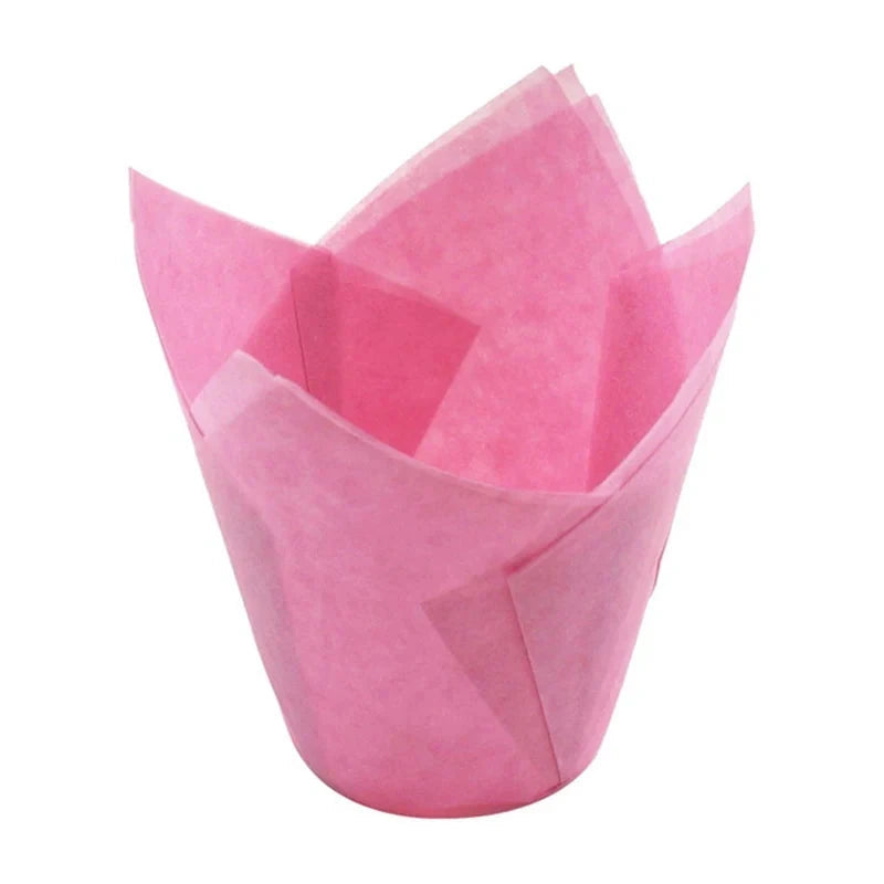 WALFOS 50Pcs/Pack Paper Cupcake Liner Mold Tulip Flower Chocolate Cupcake Wrapper Baking Muffin Liner Holder Wedding Party - Walfos® Kitchenware