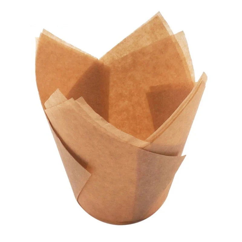 WALFOS 50Pcs/Pack Paper Cupcake Liner Mold Tulip Flower Chocolate Cupcake Wrapper Baking Muffin Liner Holder Wedding Party - Walfos® Kitchenware