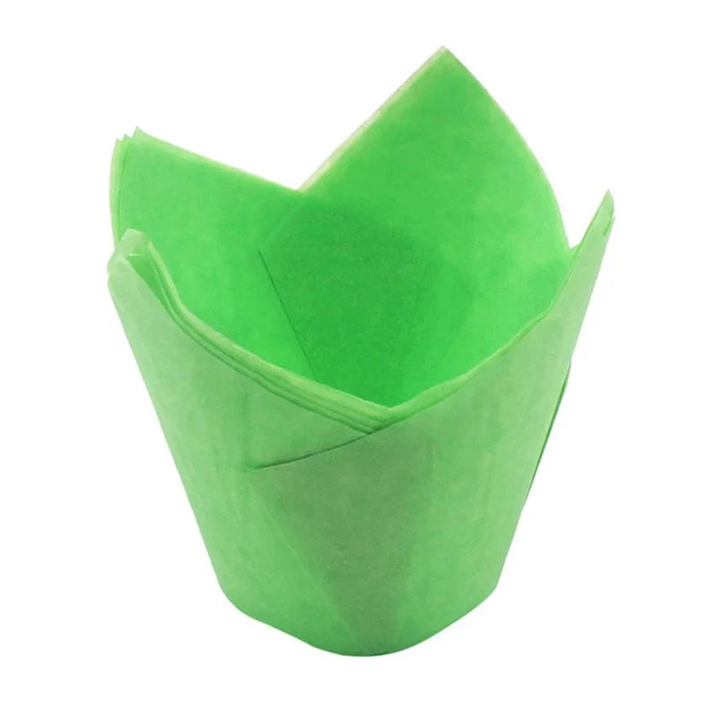 WALFOS 50Pcs/Pack Paper Cupcake Liner Mold Tulip Flower Chocolate Cupcake Wrapper Baking Muffin Liner Holder Wedding Party - Walfos® Kitchenware