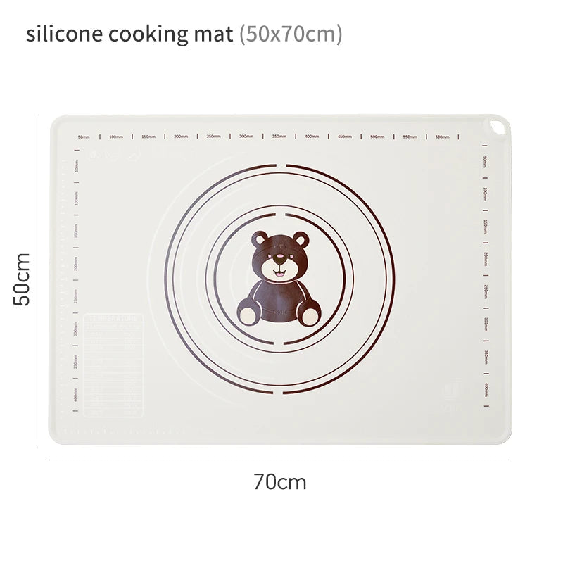 WALFOS 50X70CM White And Bear Motifs Kneading Dough Mat Silicone Baking Mat Pizza Cake Dough Maker Kitchen Cooking Grill Gadgets - Walfos® Kitchenware