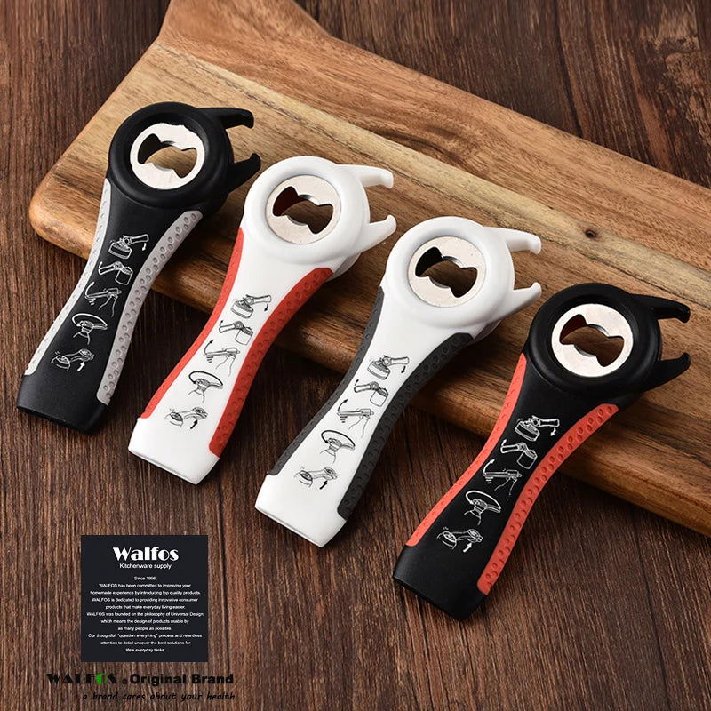 WALFOS 5 in 1 Creative Multifunction Stainless Steel Can Opener Beer Bottle Opener Super Good Jar Opener Kitchen Tool - Walfos® Kitchenware