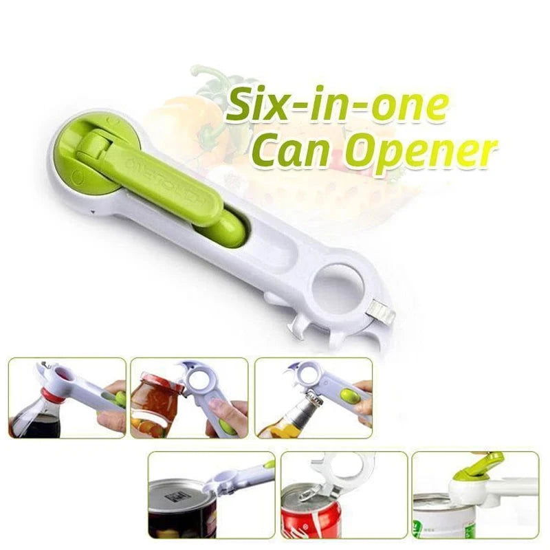 WALFOS 6 Ways Universal Can Opener For Opening Jar Can Bottle Wine Kitchen Multi Purpose All Size in One Tool 1 Piece - Walfos® Kitchenware