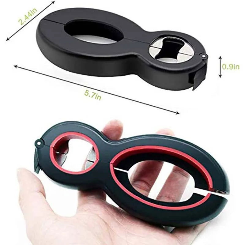 WALFOS 6 in 1 Multi Function Can Beer Bottle Opener All in One Jar Gripper Can Beer Lid Twist Off Jar Wine Opener Claw - Walfos® Kitchenware