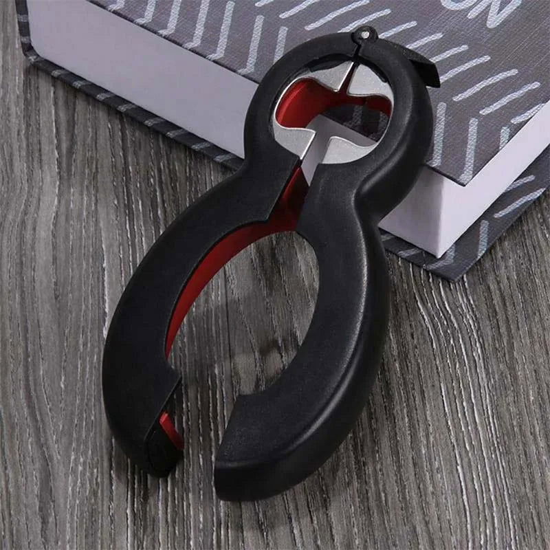 WALFOS 6 in 1 Multi Function Can Beer Bottle Opener All in One Jar Gripper Can Beer Lid Twist Off Jar Wine Opener Claw - Walfos® Kitchenware